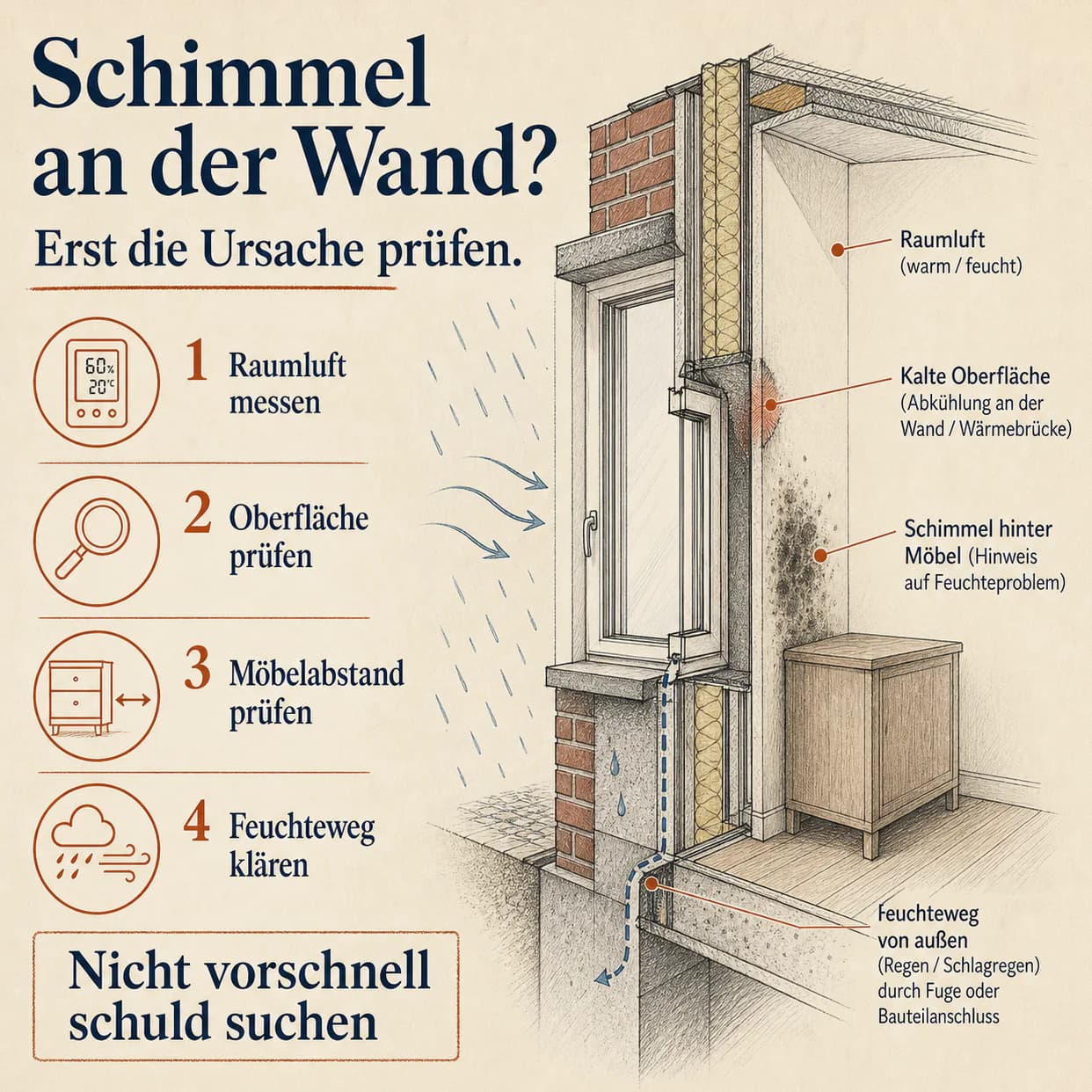 Fachgrafik zu Schimmel, Lüftungsfehler oder Baumangel? von Richard Mütze, Baugutachter Dresden
